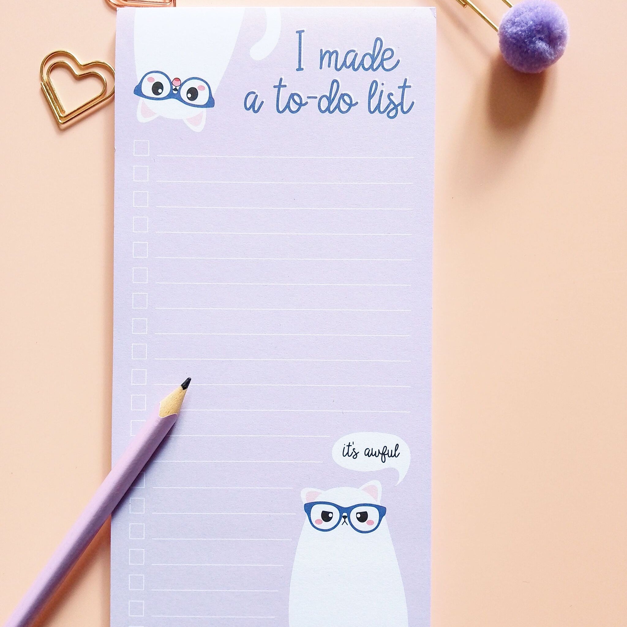 bloc notes to do list chat mignon kawaii