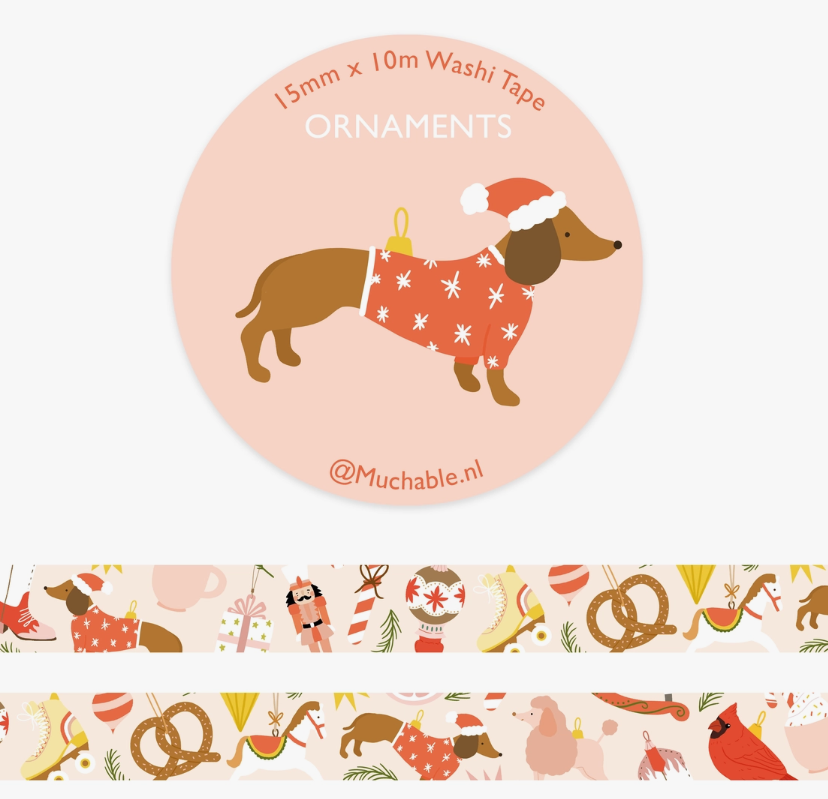 washi tape, masking tape, chien, noël