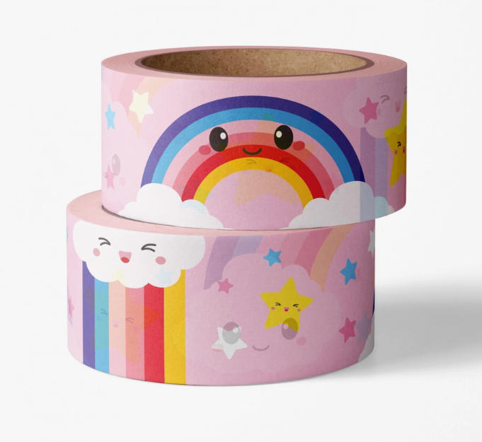 washi tape, masking tape, nuage et arc-en-ciel kawaii