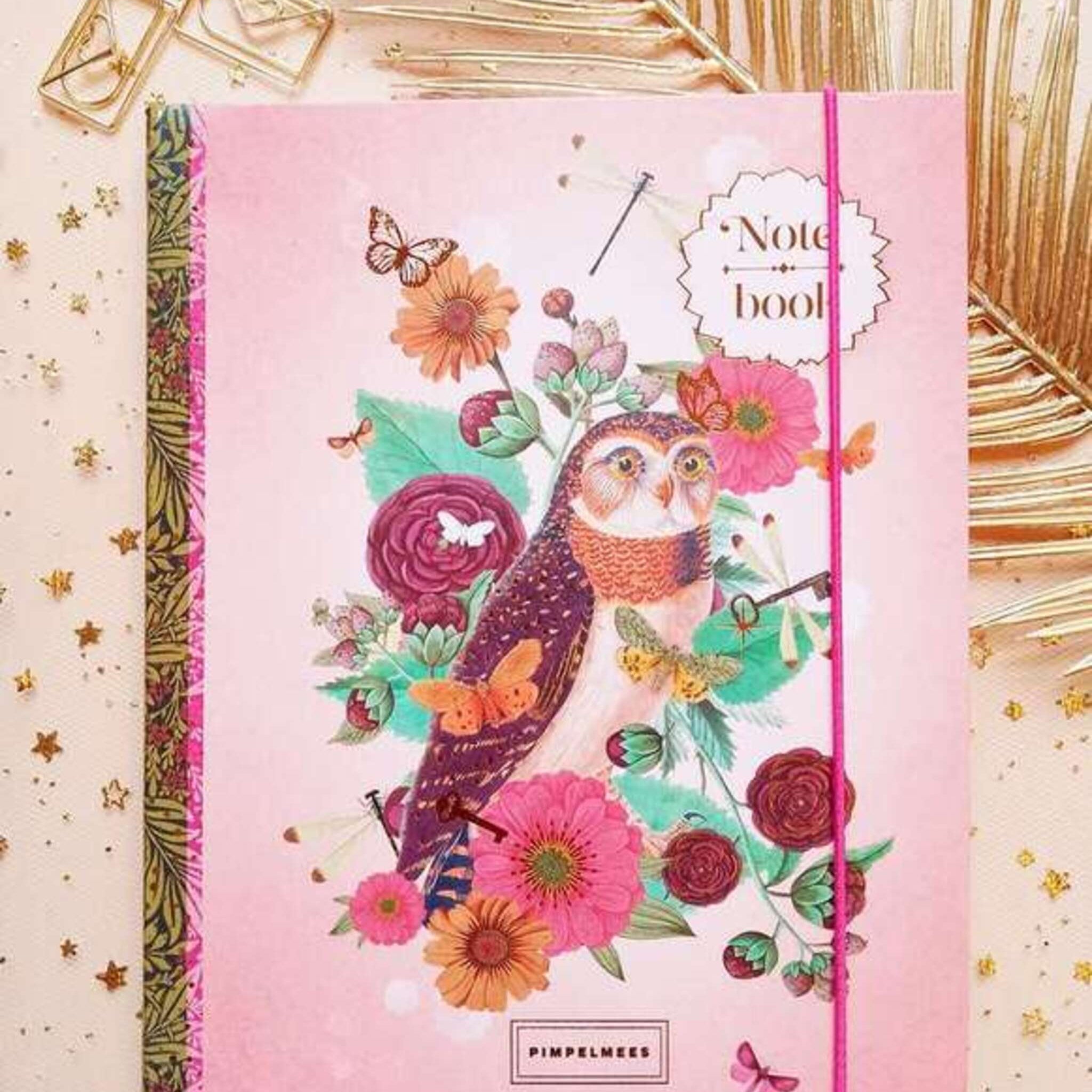 carnet-rose-A5-lignes-page-de-couverture-chouette 