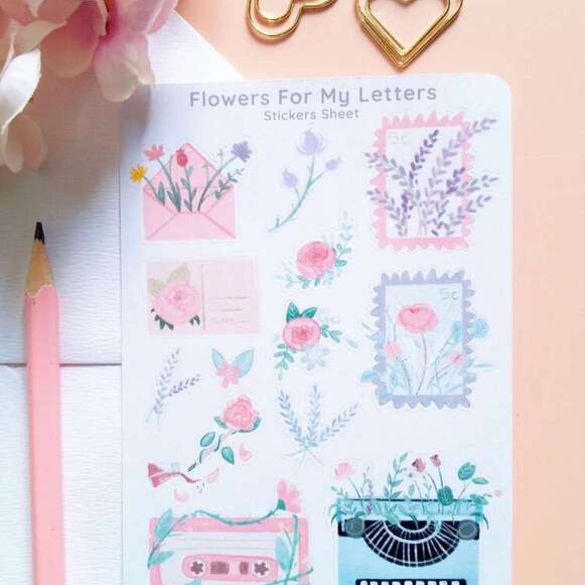 stickers-autocollants-timbres-courrier-fleurs