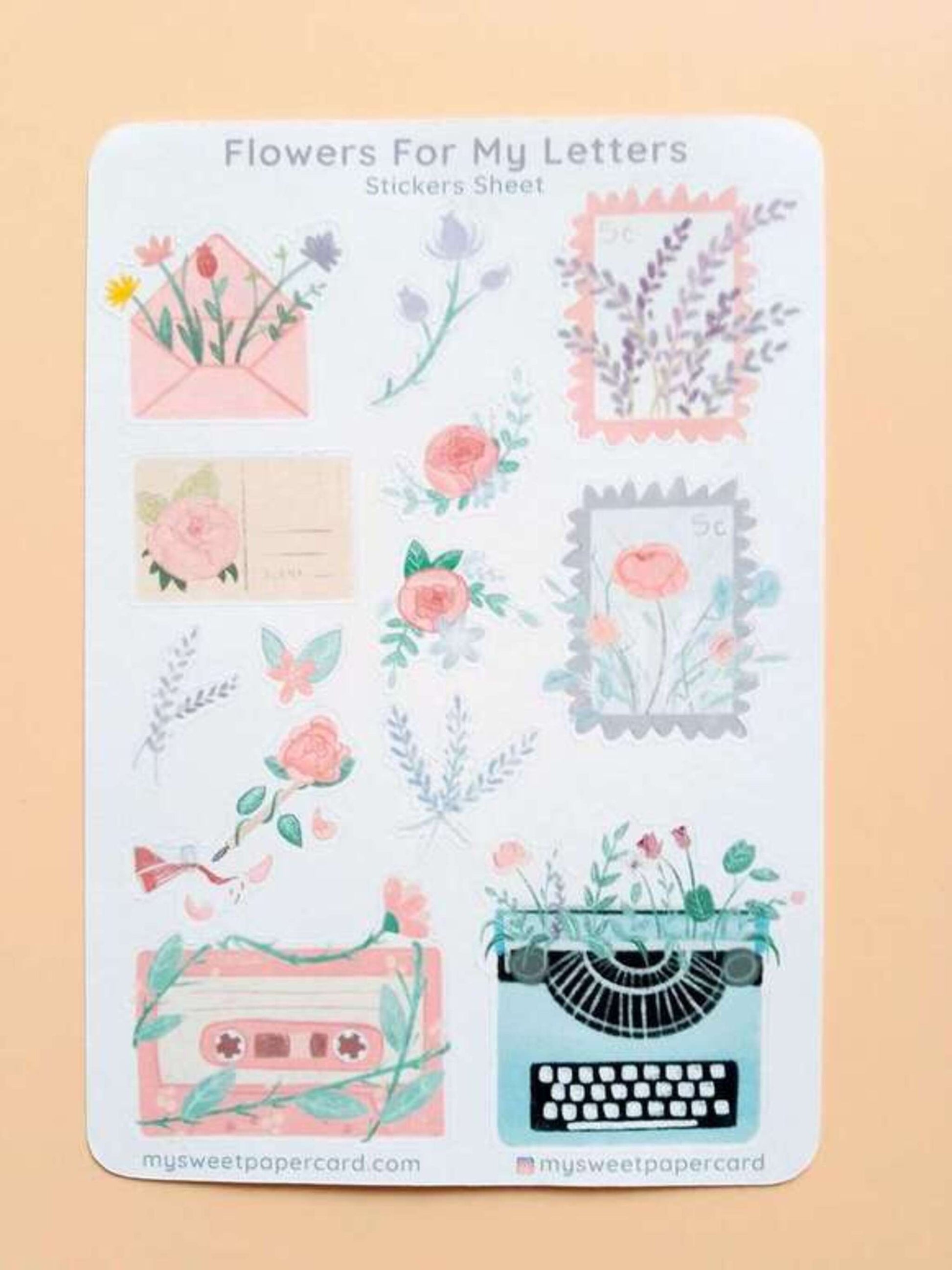 stickers-autocollants-timbres-courrier-fleurs