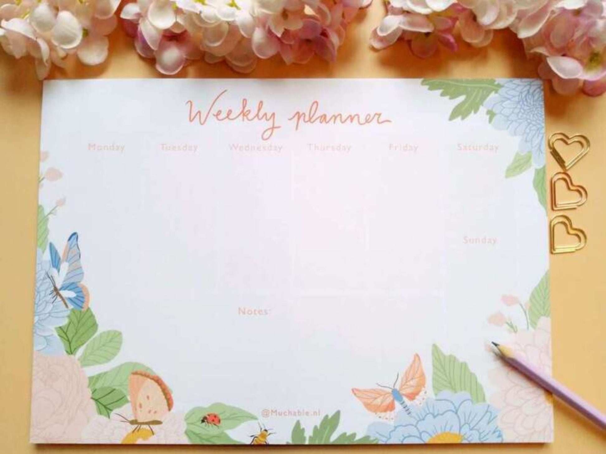 weekly-planner-semainier-agenda-de-bureau-papillons-fleurs